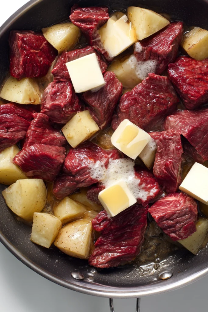 Garlic Butter Steak Bites and Potatoes