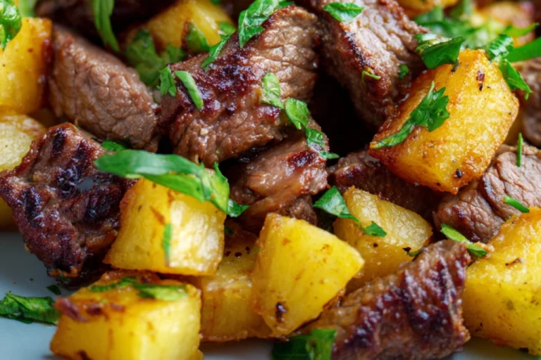 Garlic Butter Steak Bites and Potatoes