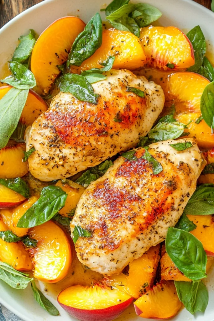Peach Chicken with Basil