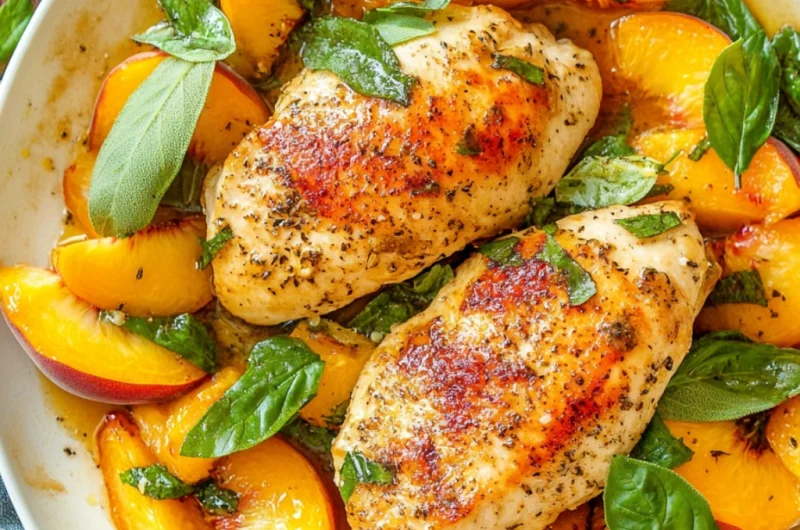 Peach Chicken with Basil