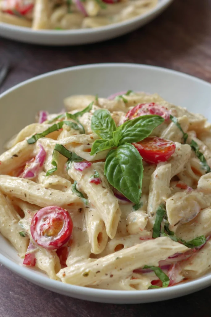 Creamy Caprese Pasta Salad
