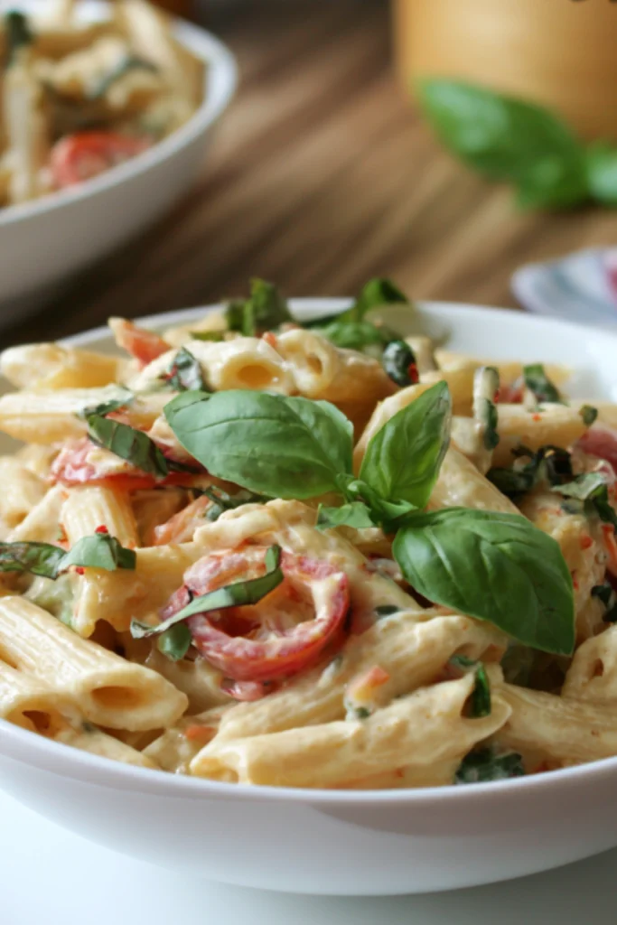 Creamy Caprese Pasta Salad