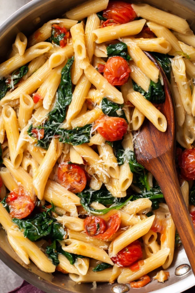 Delicious Spinach Tomato Pasta