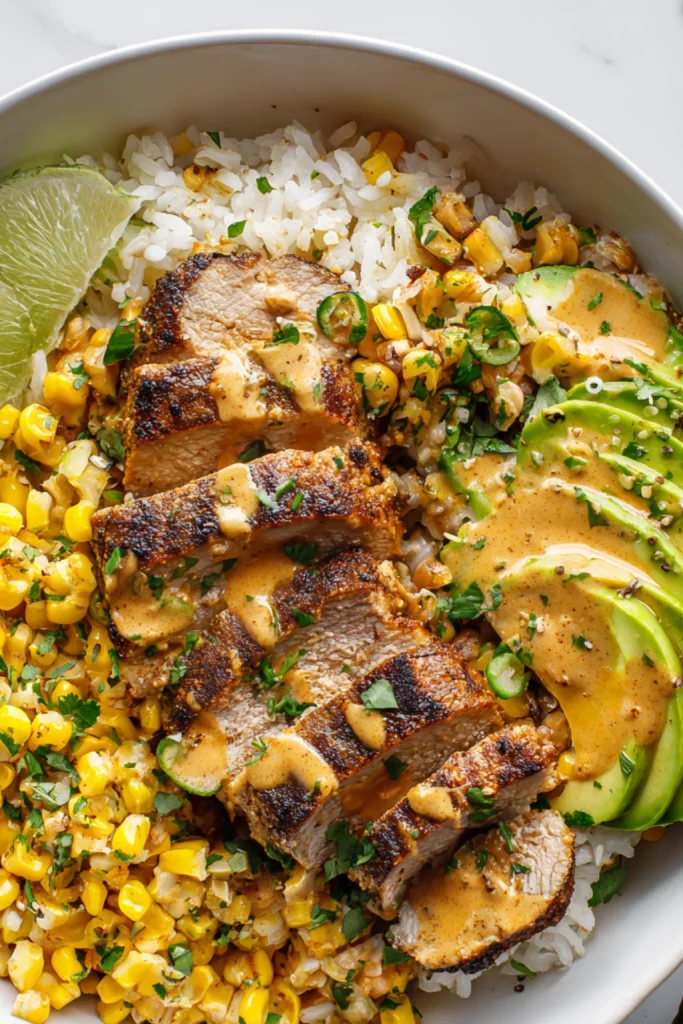 Street Corn Chicken Rice Bowl