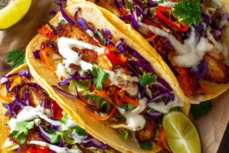 Fish Tacos with Lime Crema Recipe