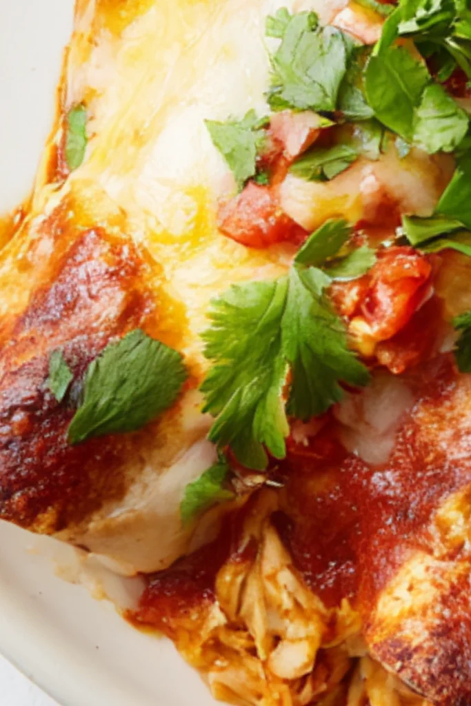 Shredded Chicken Enchiladas with Cheesy Sour Cream Sauce