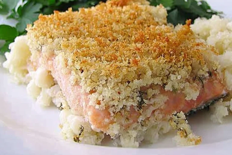 Crispy Parmesan Salmon Bake