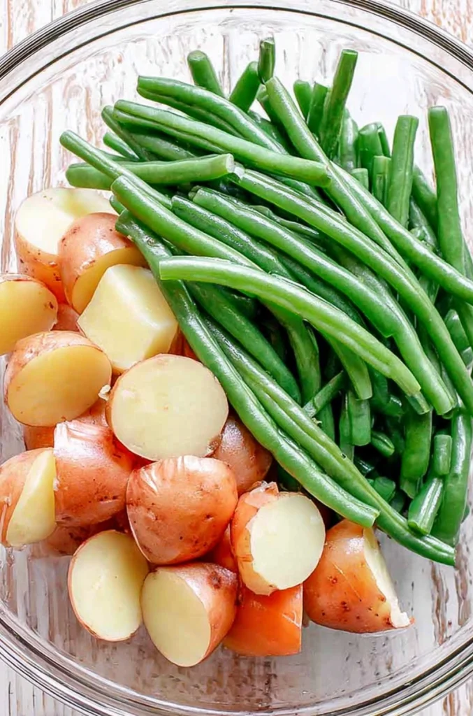 Garlic Herb Roasted Potatoes and Green Beans