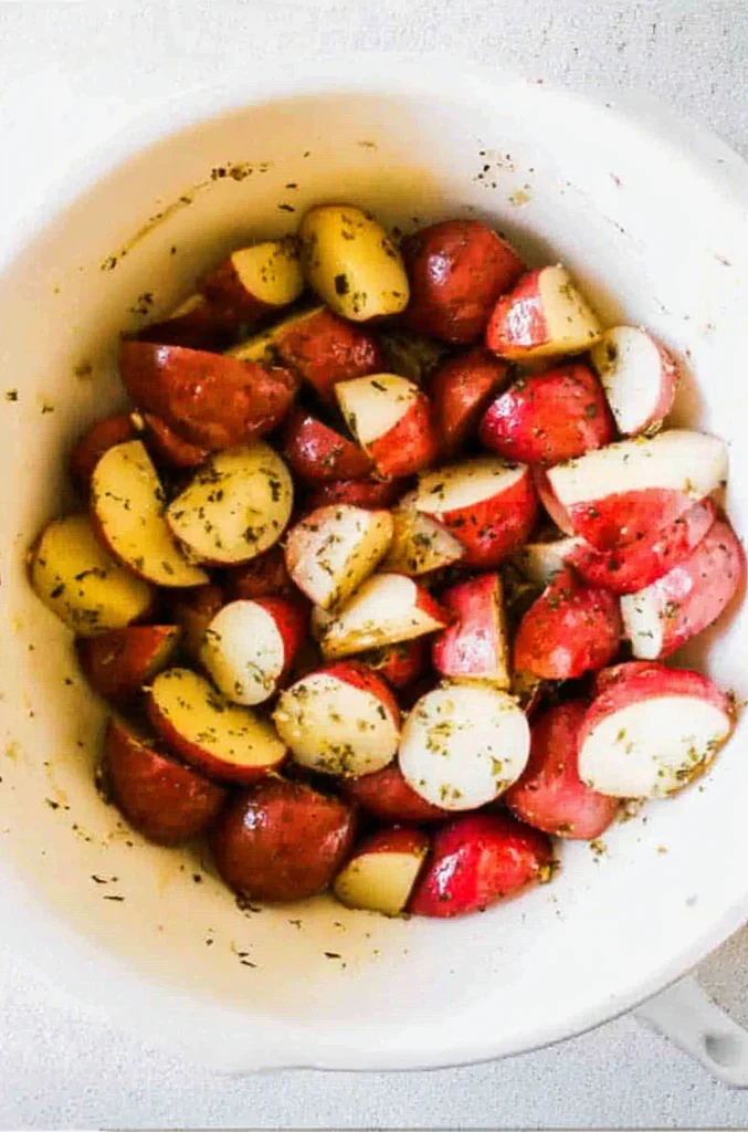 Garlic Herb Roasted Potatoes and Green Beans