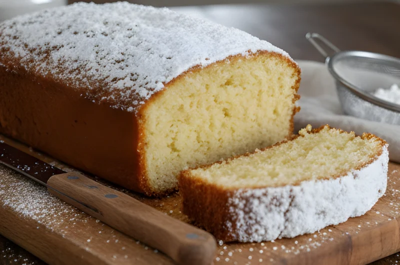 Powdered Sugar Doughnut Loaf Cake