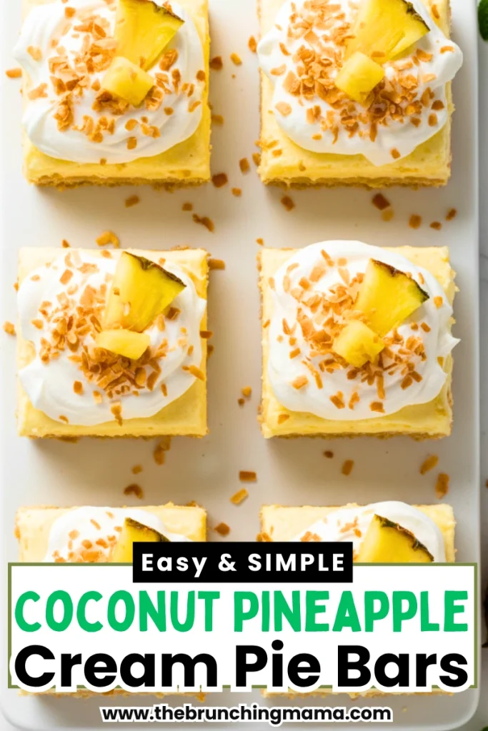 Coconut Pineapple Cream Pie Bars