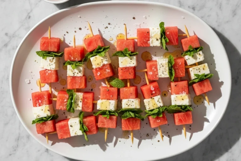 Watermelon Feta Mint Skewers