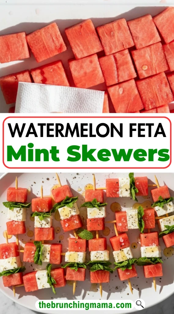 Watermelon Feta Mint Skewers