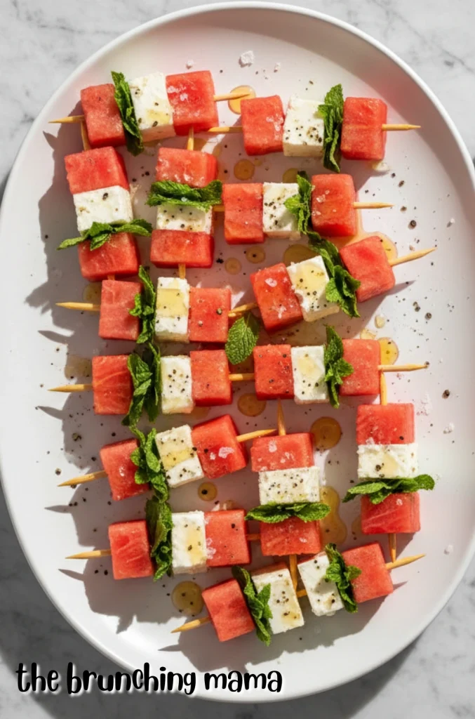 Watermelon Feta Mint Skewers