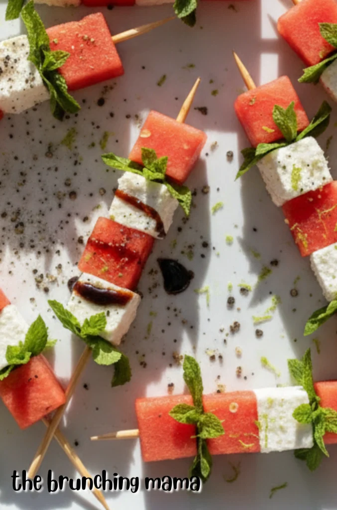 Watermelon Feta Mint Skewers