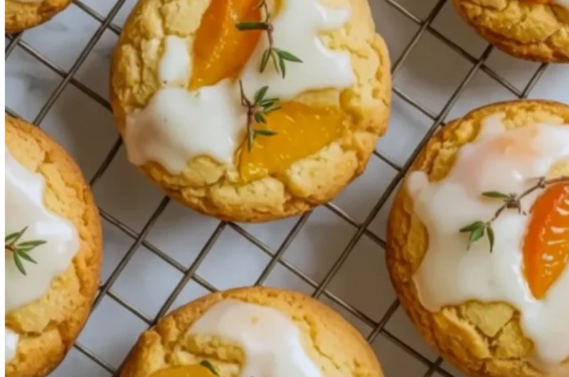 Easy Peach and Thyme Cornbread Cookies with Fresh Peaches
