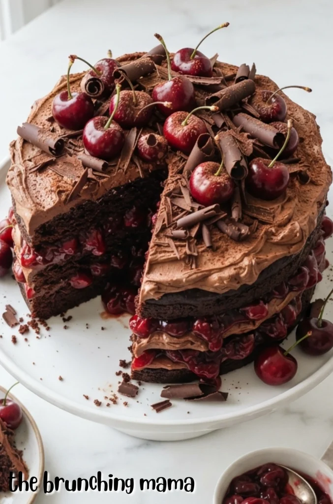 Homemade Chocolate Cake with Cherry Pie Filling