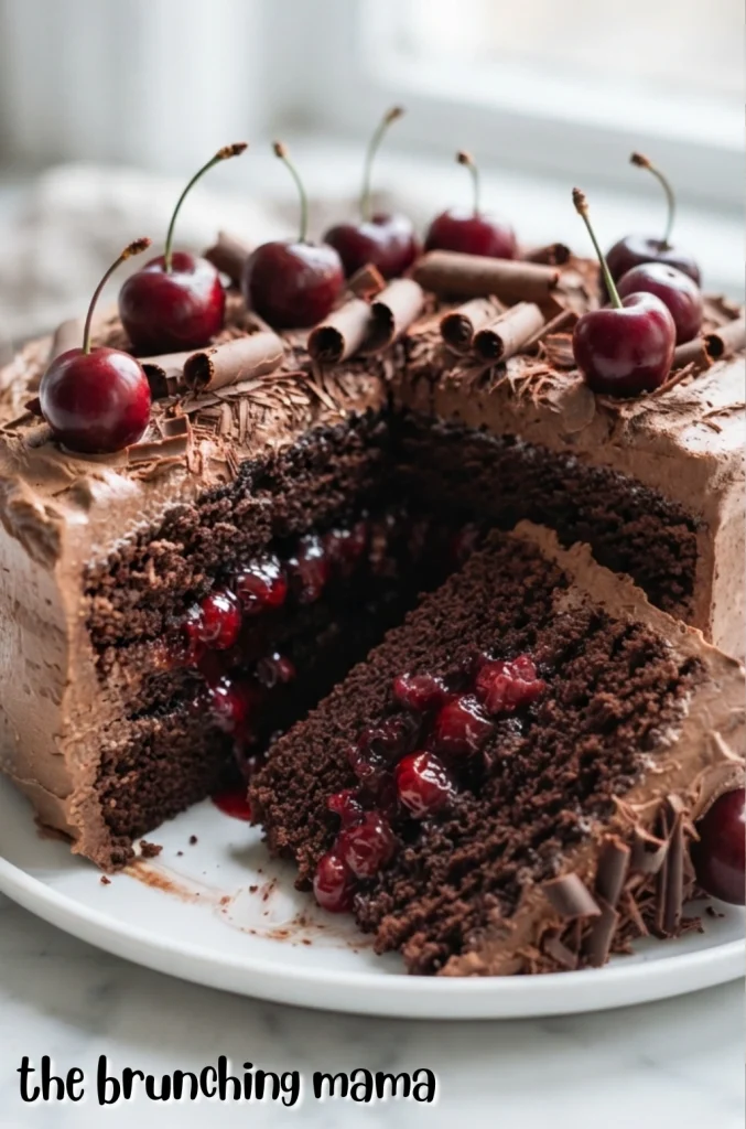 Homemade Chocolate Cake with Cherry Pie Filling