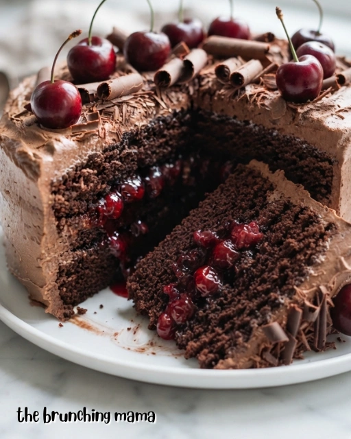 Homemade Chocolate Cake with Cherry Pie Filling