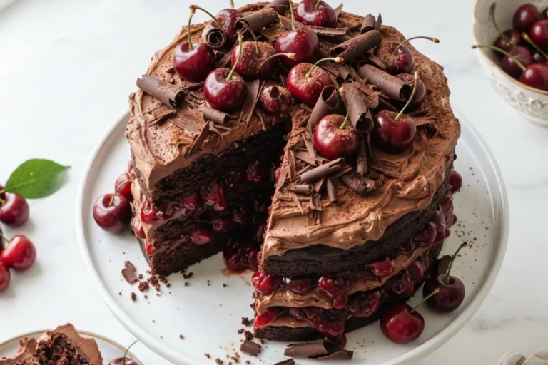 Homemade Chocolate Cake with Cherry Pie Filling
