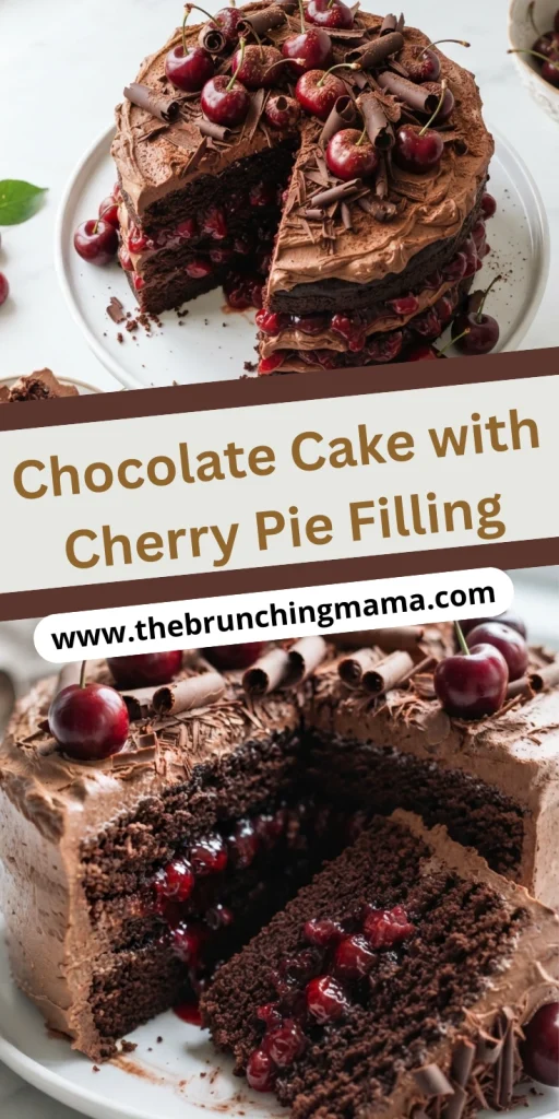 Homemade Chocolate Cake with Cherry Pie Filling
