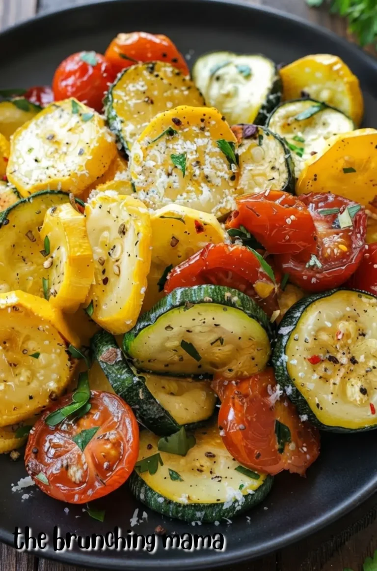 Roasted Garlic Parmesan Zucchini, Squash, and Tomatoes
