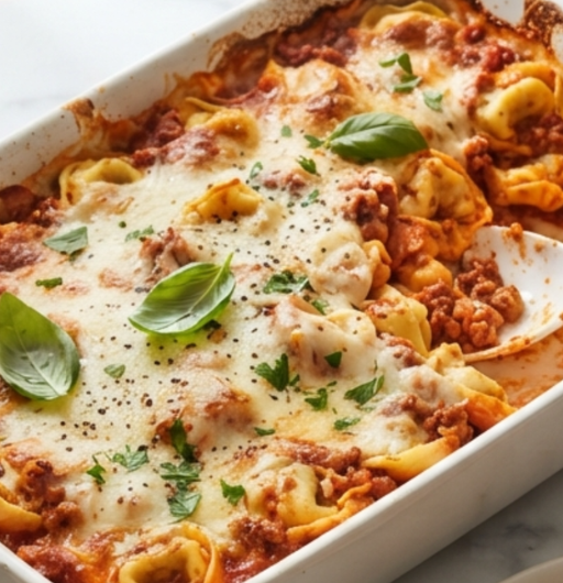 Baked Tortellini (Tomato & Meat Sauce)