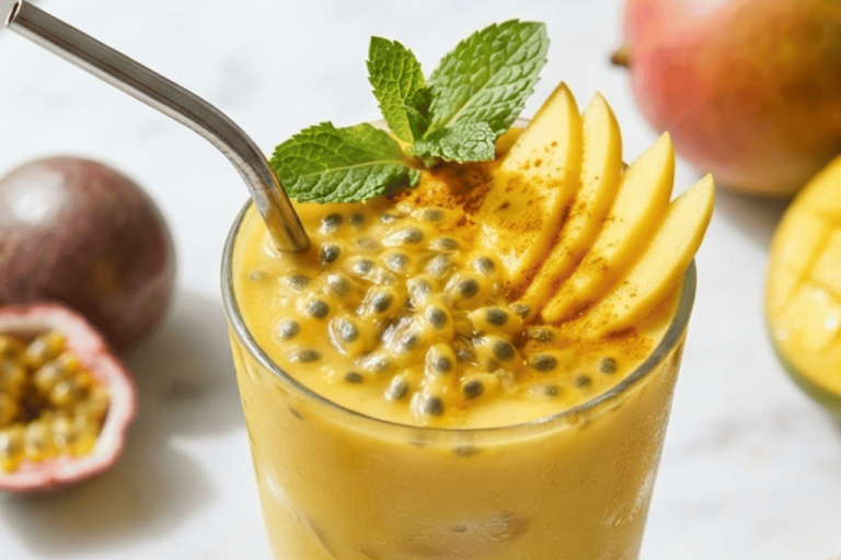 Mango Smoothie with Turmeric, Ginger, and Passion Fruit
