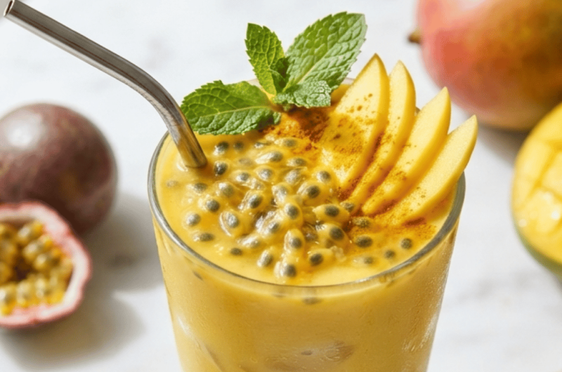 Mango Smoothie with Turmeric, Ginger, and Passion Fruit