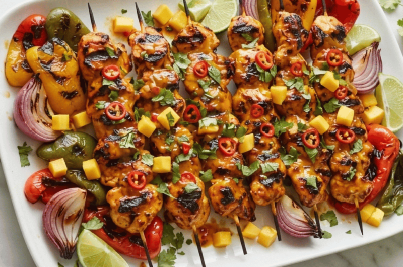 Mango Chipotle Chicken Skewers